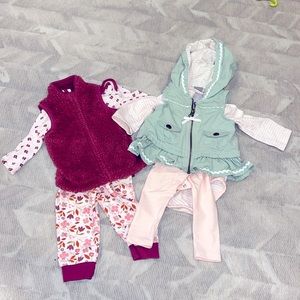 Lot (2) 3 piece long sleeve outfits w/ vests. EUC